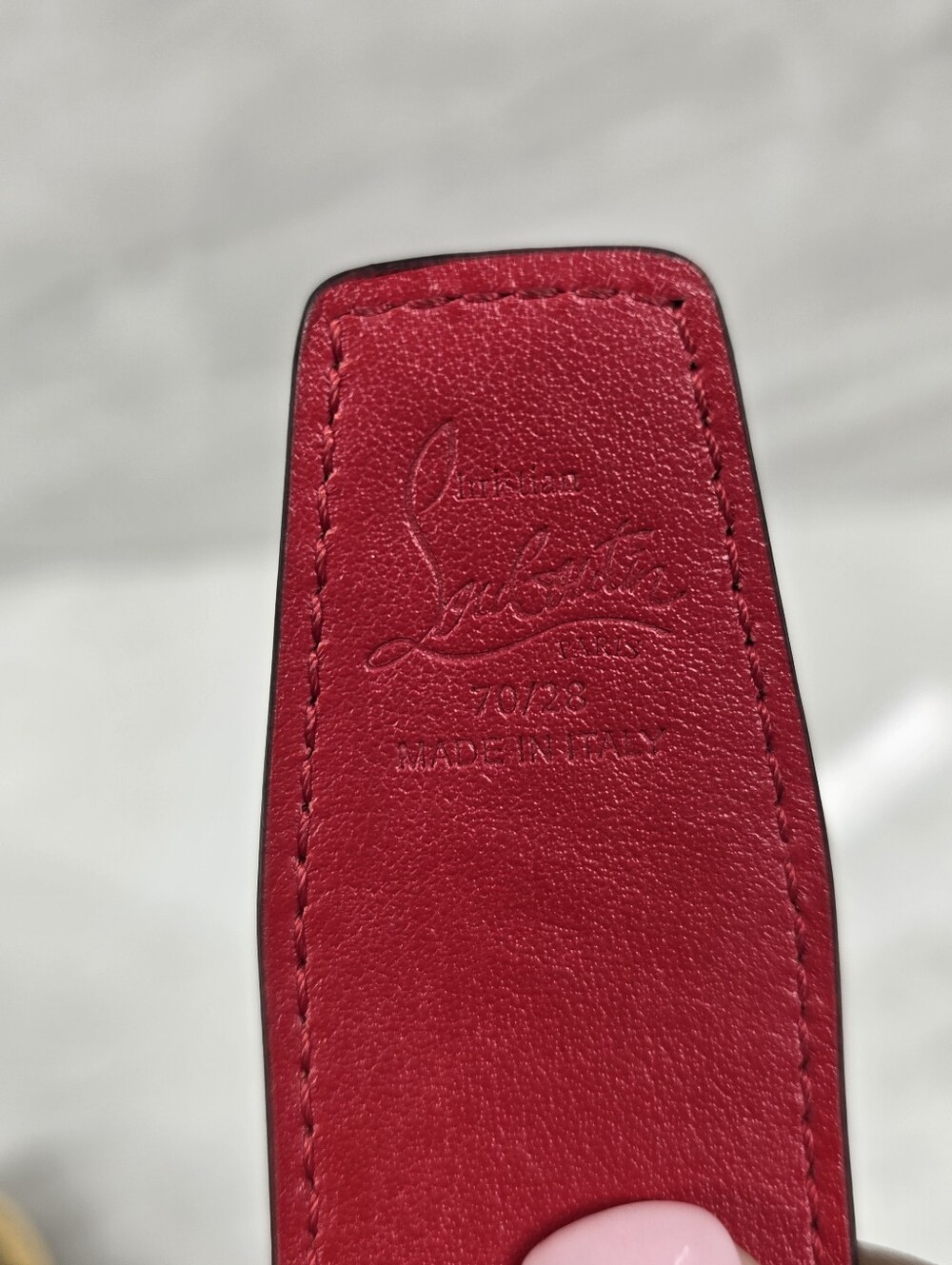 Christian Louboutin Red Leather Belt with Gold Signature Buckle - Picture 6 of 7